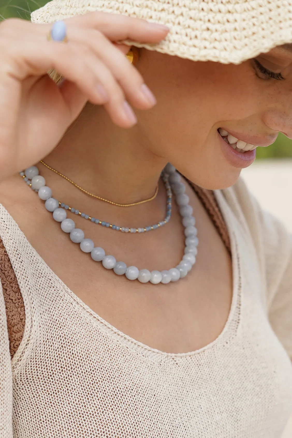 Chunky Blue Quartz T-Bar Necklace sold by Estella Bartlett product image thumbnail 2