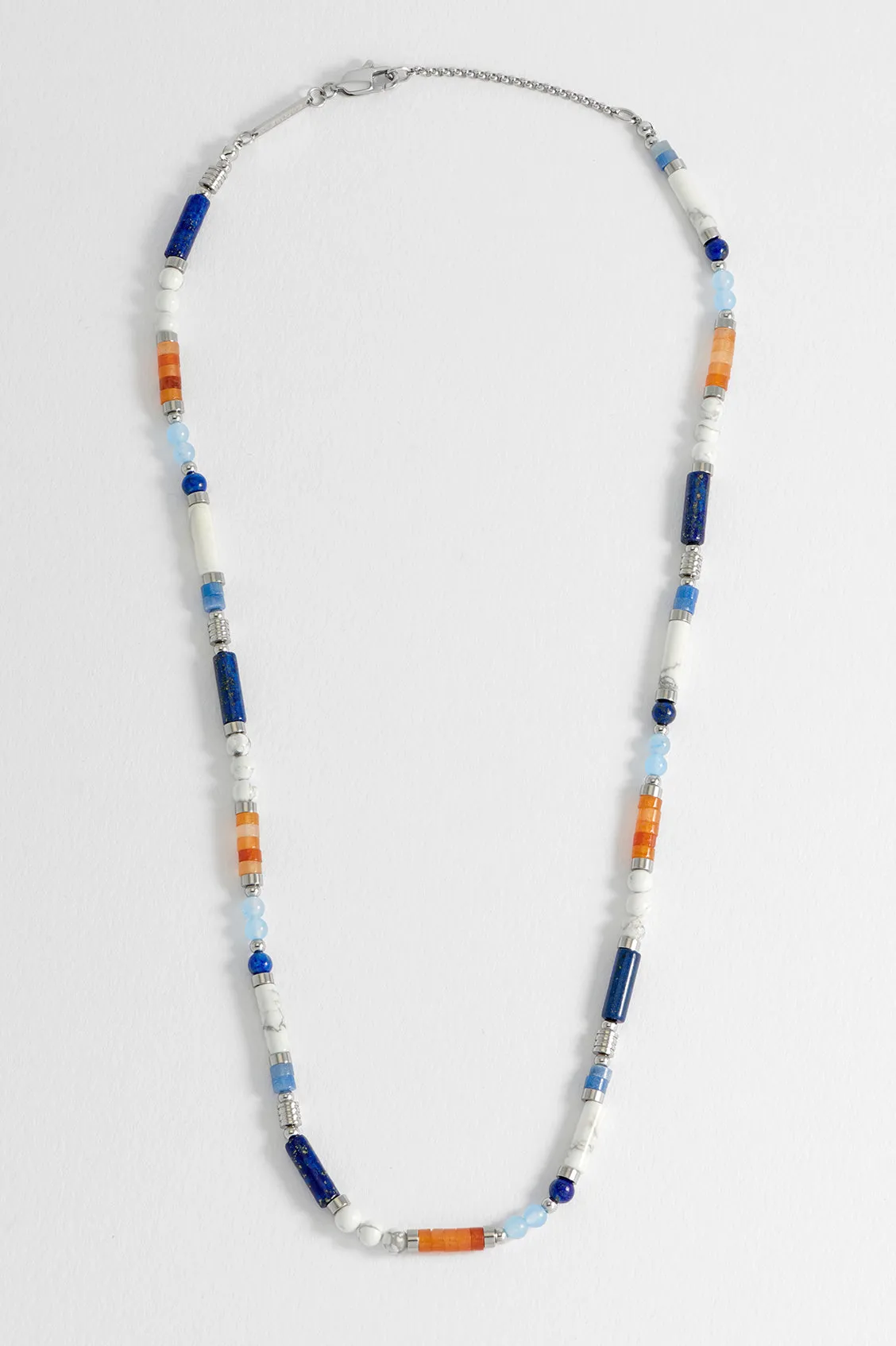 Men's Blue, Orange and White Gemstone Bead Necklace sold by Estella Bartlett product image thumbnail 5