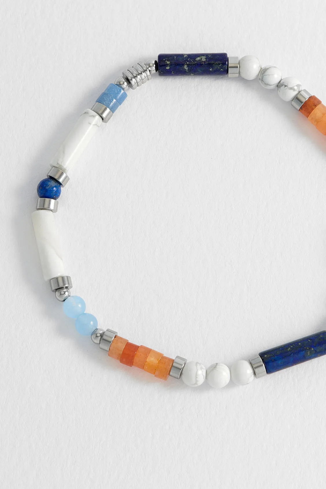 Men's Blue, Orange and White Gemstone Bead Bracelet sold by Estella Bartlett product image thumbnail 4