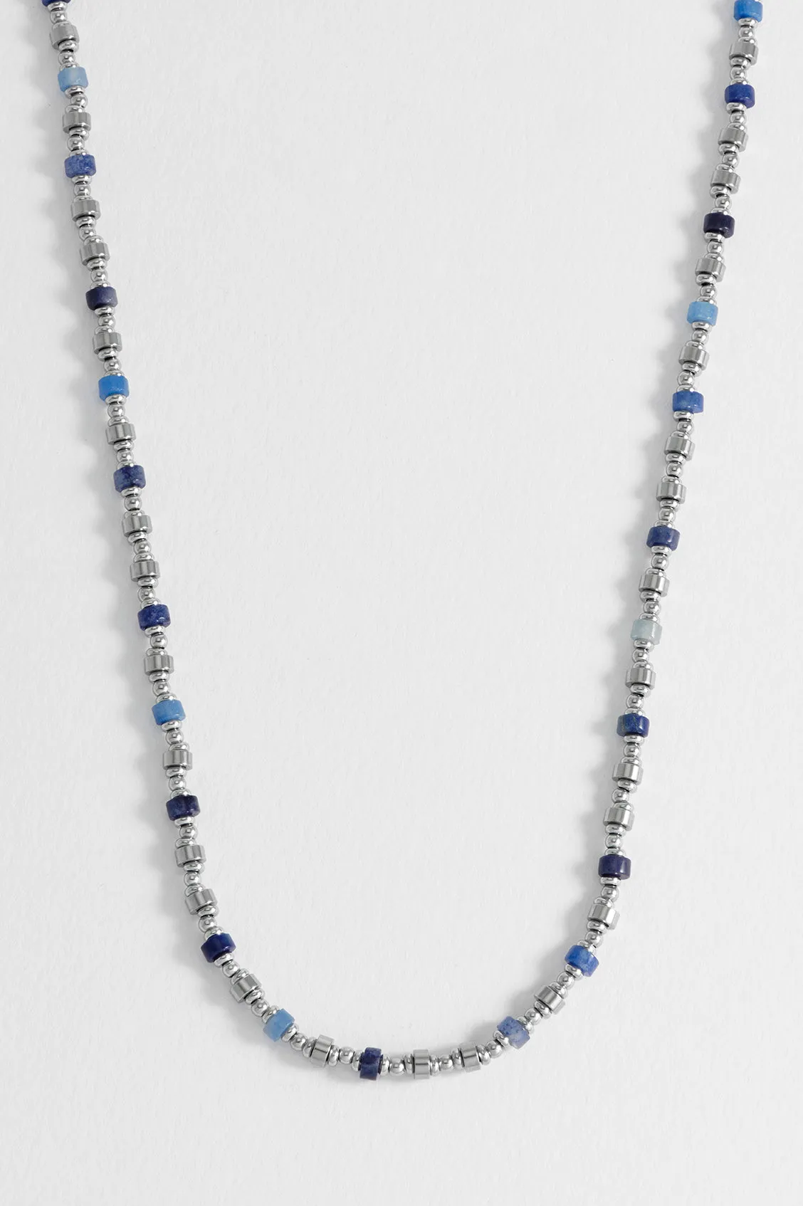 Men's Blue Gemstone and Metal Bead Necklace sold by Estella Bartlett product image thumbnail 4