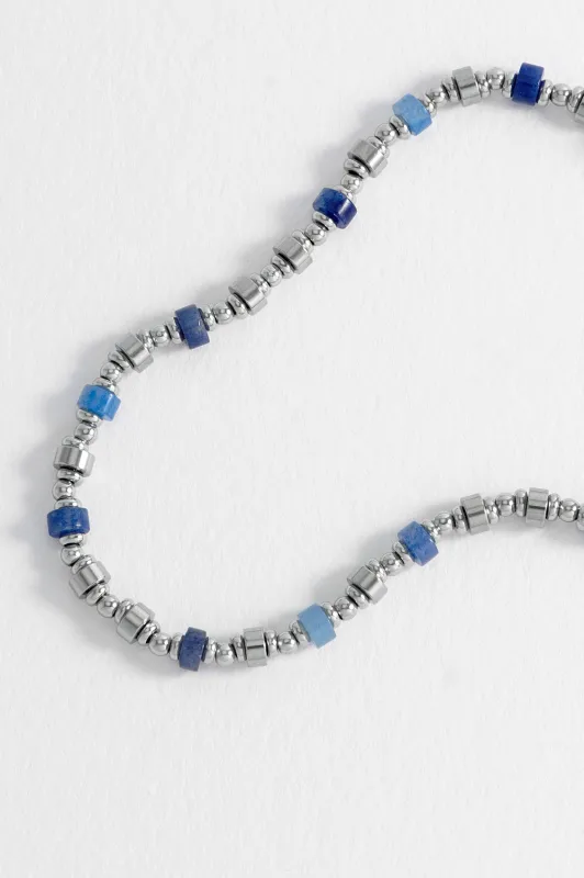 Men's Blue Gemstone and Metal Bead Bracelet sold by Estella Bartlett