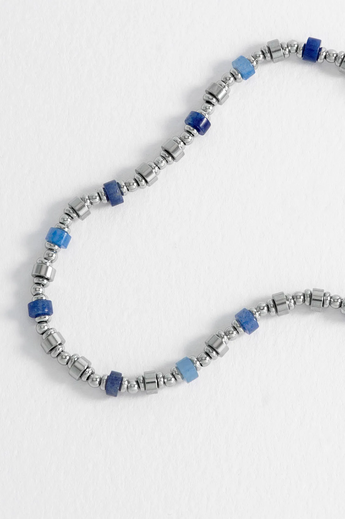 Men's Blue Gemstone and Metal Bead Bracelet sold by Estella Bartlett