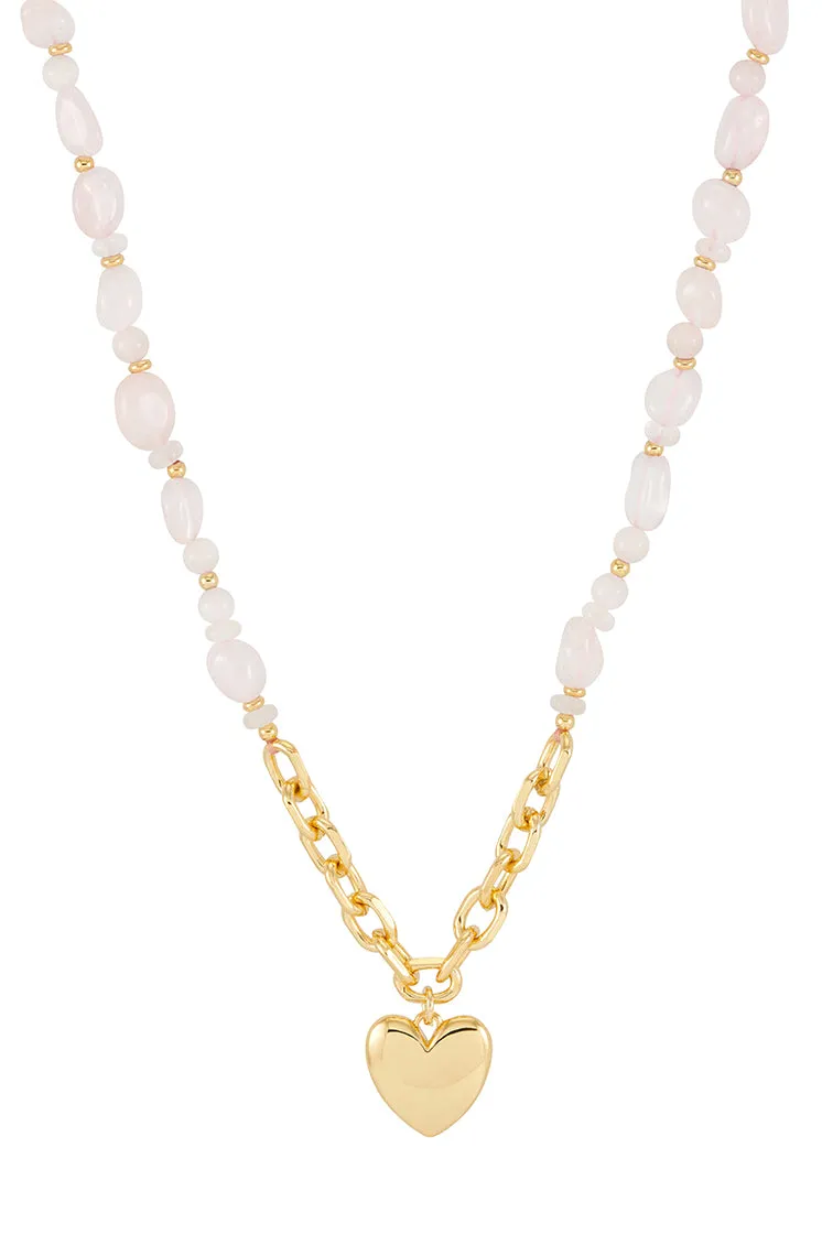 Pink Gemstone Heart Charm Necklace sold by Estella Bartlett product image thumbnail 4