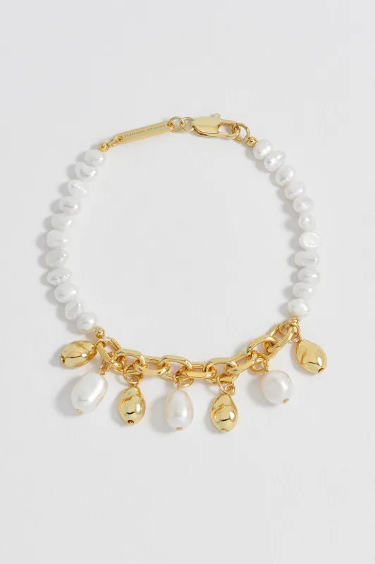 Pearl and Molten Pebble Charm Bracelet sold by Estella Bartlett
