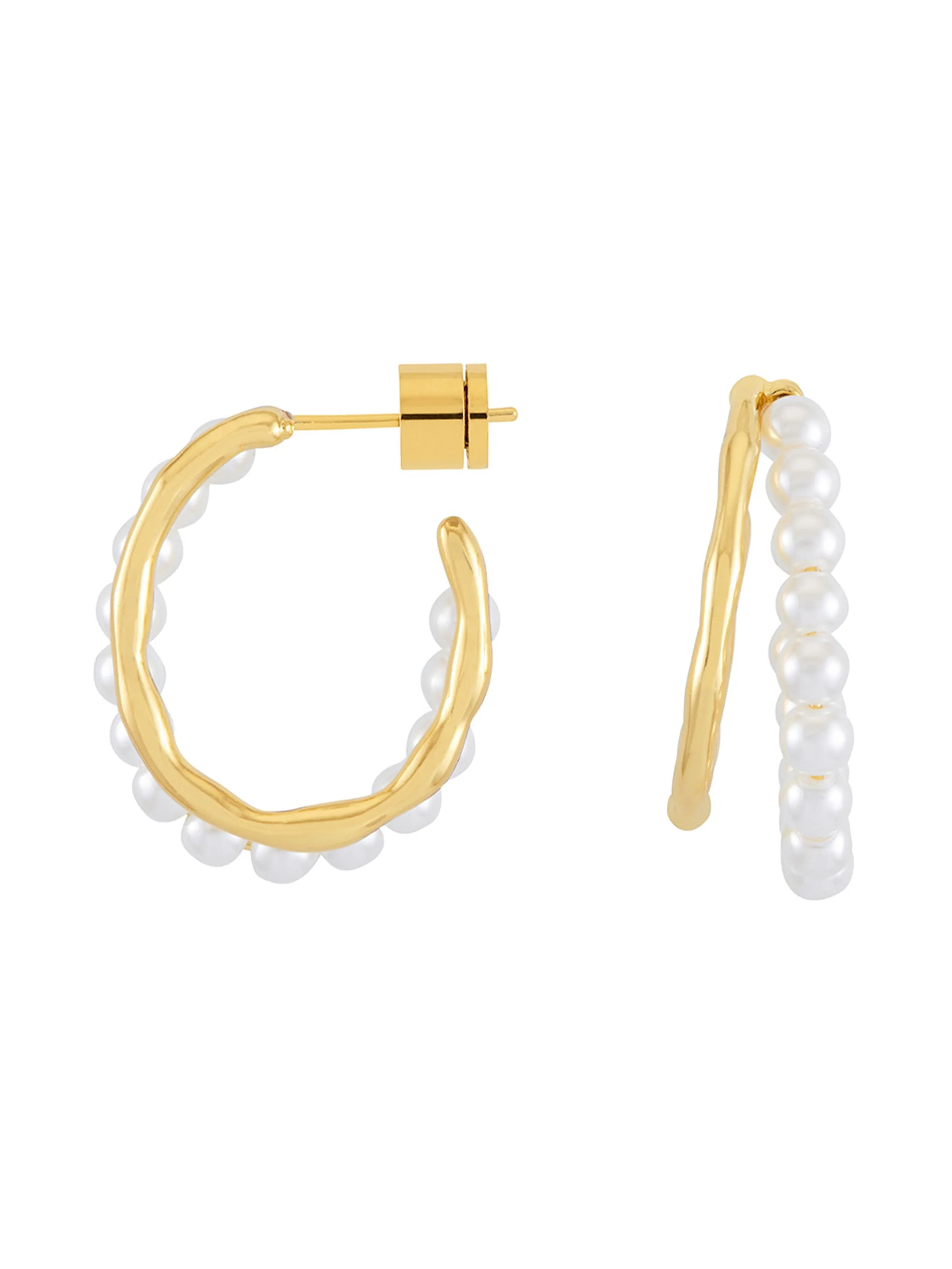 Pearl and Molten Metal Double Illusion Hoops sold by Estella Bartlett product image thumbnail 3