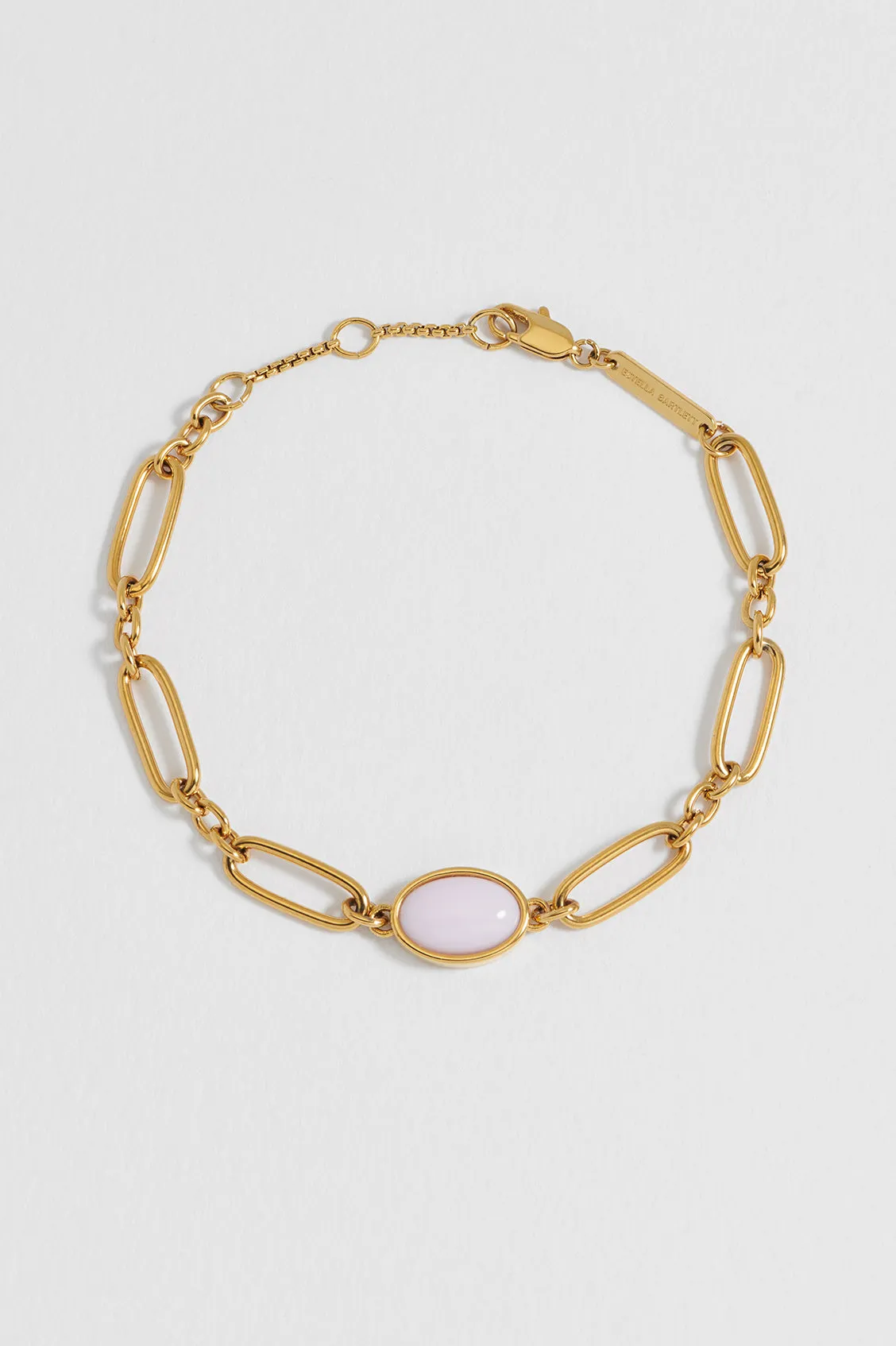 Rose Quartz Cabochon Chain Bracelet sold by Estella Bartlett