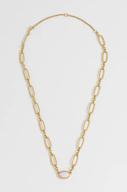 Rose Quartz Cabochon Chain Necklace sold by Estella Bartlett