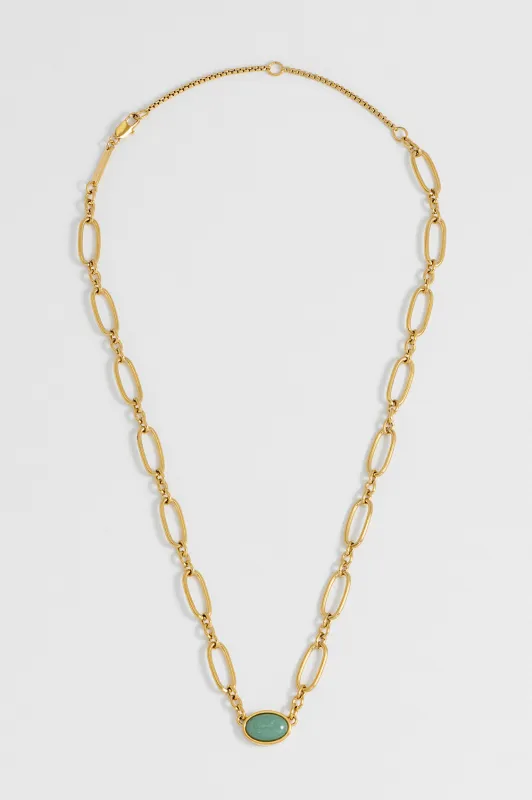 Green Aventurine Cabochon Chain Necklace sold by Estella Bartlett