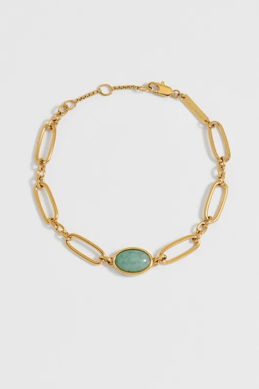 Green Aventurine Cabochon Chain Bracelet sold by Estella Bartlett