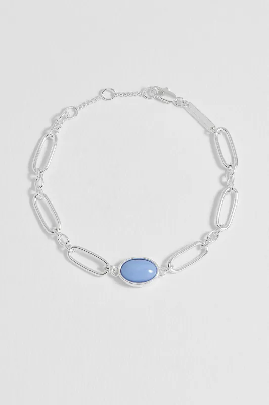 Blue Quartz Cabochon Chain Bracelet sold by Estella Bartlett