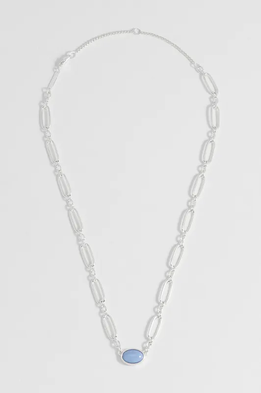 Blue Quartz Cabochon Chain Necklace sold by Estella Bartlett