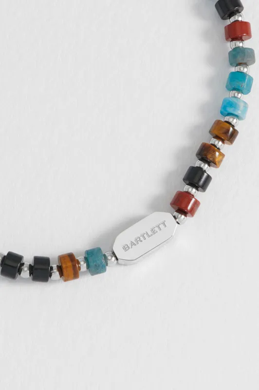 Men's Black, Brown and Blue Gemstone Rondelle Stretch Bracelet sold by Estella Bartlett