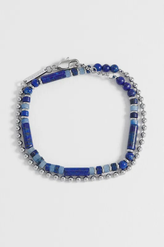Men's Blue Gemstone Double Wrap Bracelet sold by Estella Bartlett