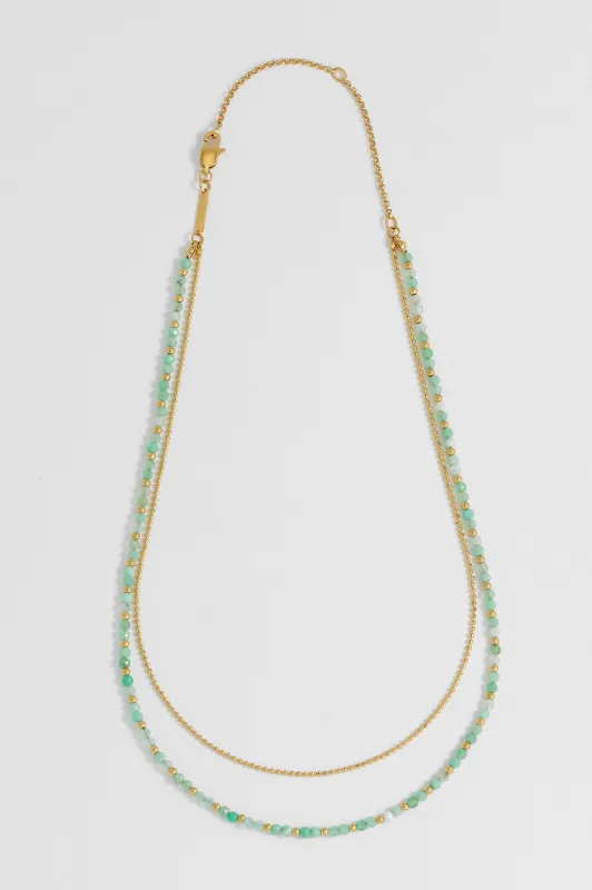 Faceted Green Chalcedony Duo Necklace made by Estella Bartlett