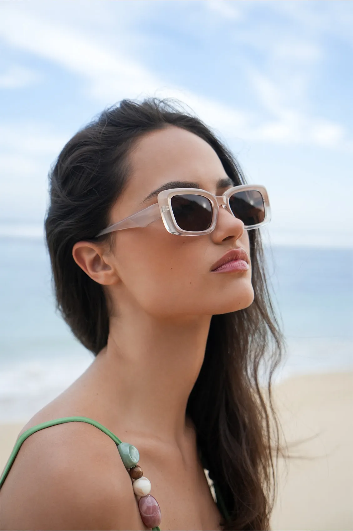 Transparent Champagne Vilnius Rectangle Women’s Sunglasses sold by Estella Bartlett product image thumbnail 5