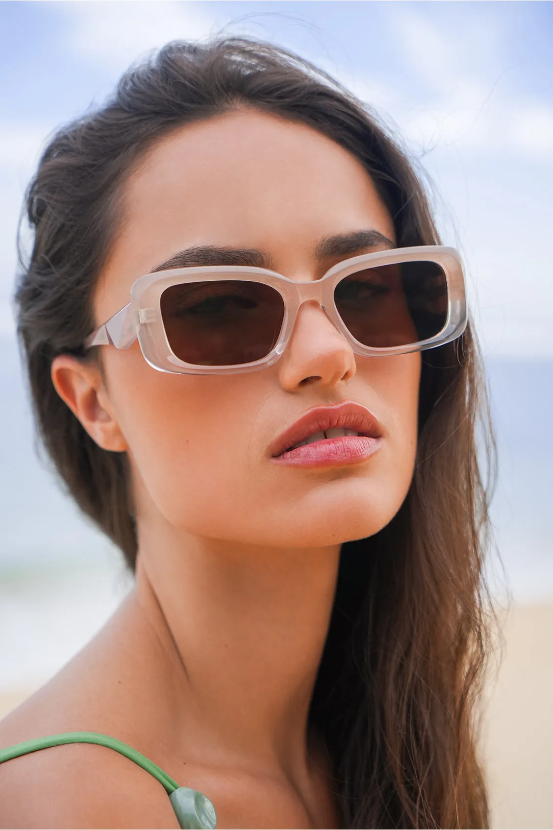 Transparent Champagne Vilnius Rectangle Women’s Sunglasses sold by Estella Bartlett product image thumbnail 2