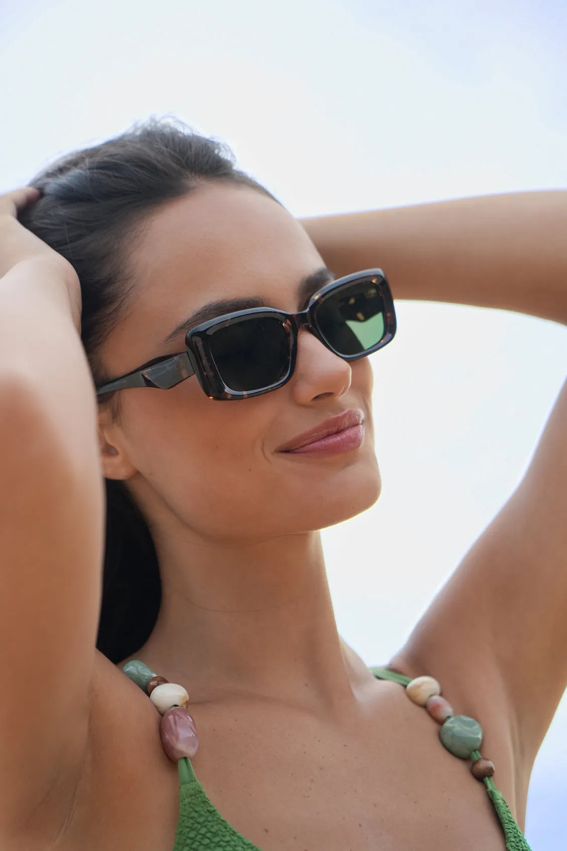 Tortoiseshell Vilnius Rectangle Women’s Sunglasses sold by Estella Bartlett product image thumbnail 3