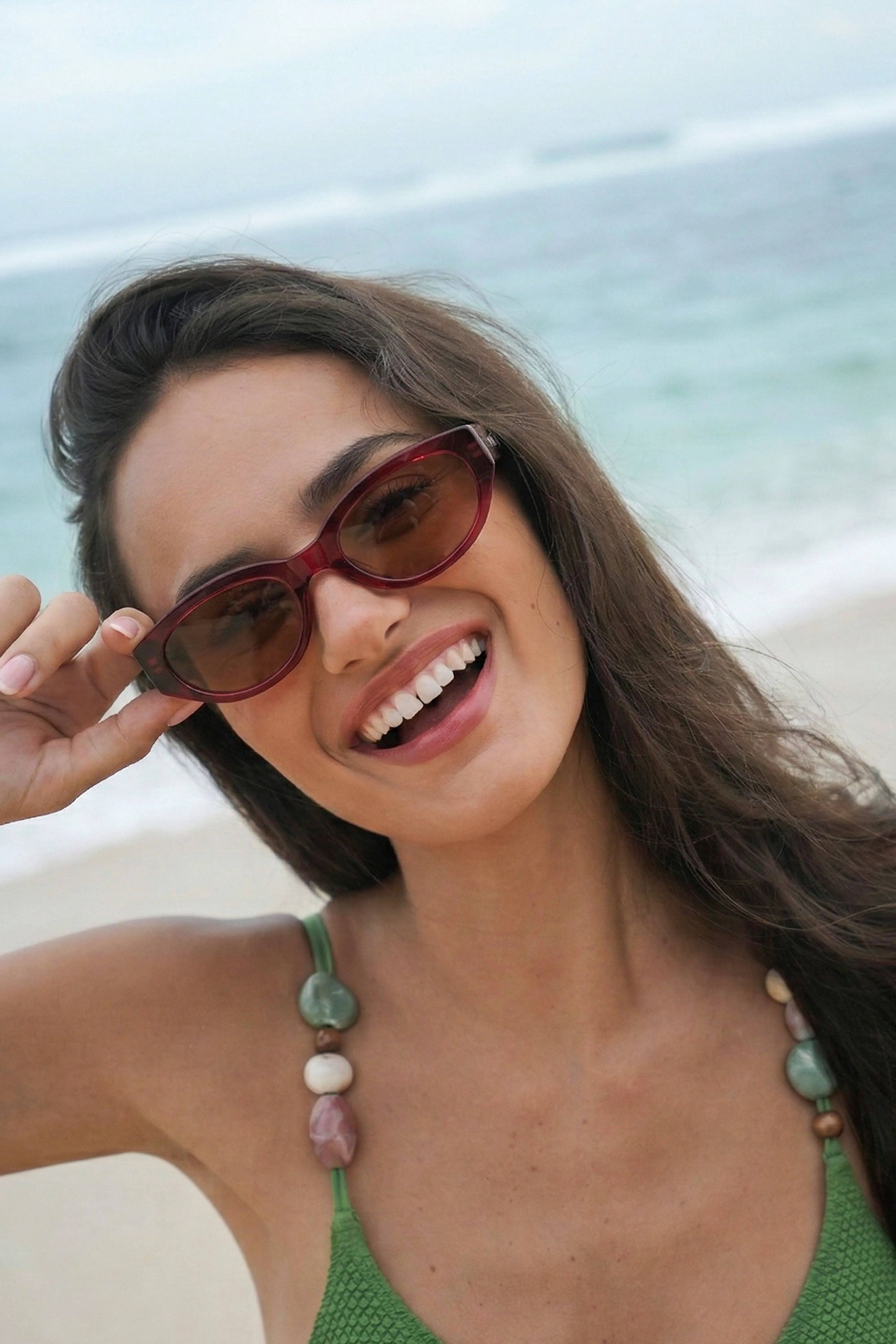 Dark Burgundy Siena Oval Women’s Sunglasses sold by Estella Bartlett product image thumbnail 2