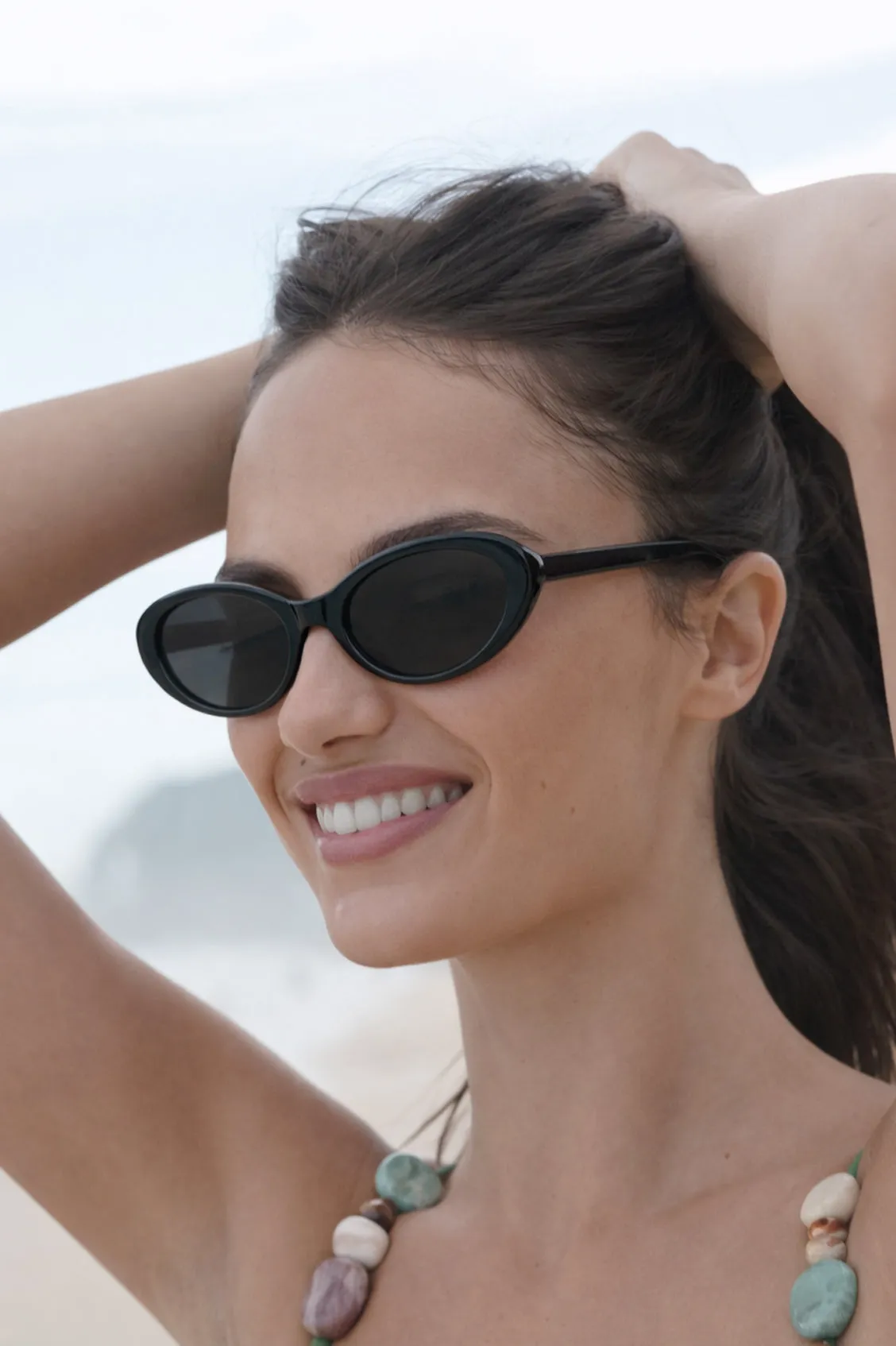 Black Barcelona Oval Women’s Sunglasses sold by Estella Bartlett product image thumbnail 2