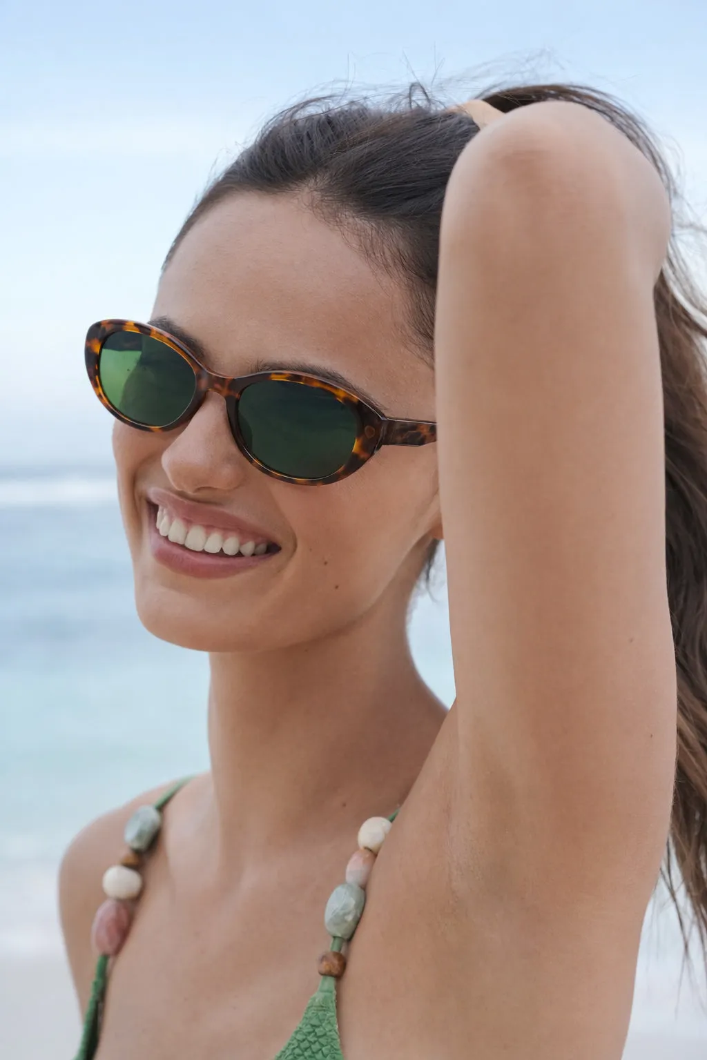 Tortoiseshell Barcelona Oval Women’s Sunglasses sold by Estella Bartlett product image thumbnail 2