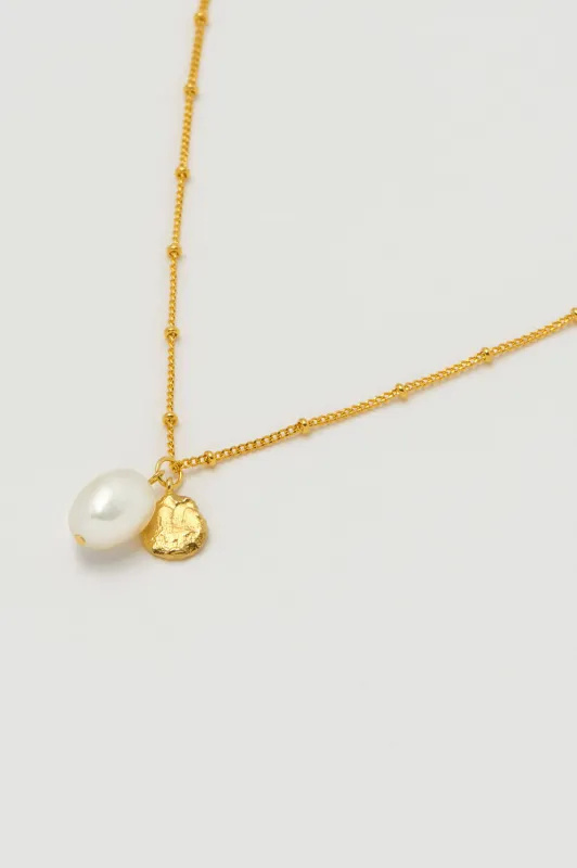 Double Charm Textured Coin and Baroque Pearl Necklace made by Estella Bartlett