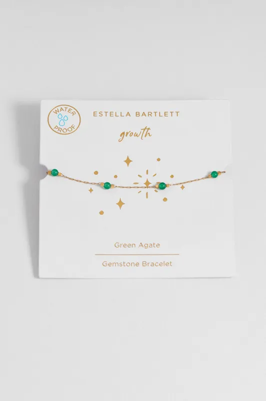 Wellness Green Agate Beaded Chain Bracelet made by Estella Bartlett