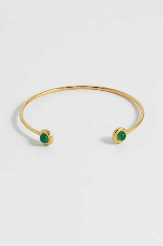 Wellness Green Agate Open Bangle made by Estella Bartlett