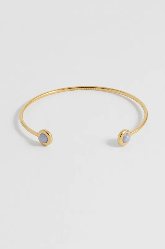 Wellness Blue Lace Agate Open Bangle made by Estella Bartlett