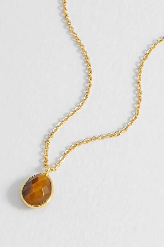 Wellness Faceted Tiger's Eye Teardrop Necklace made by Estella Bartlett