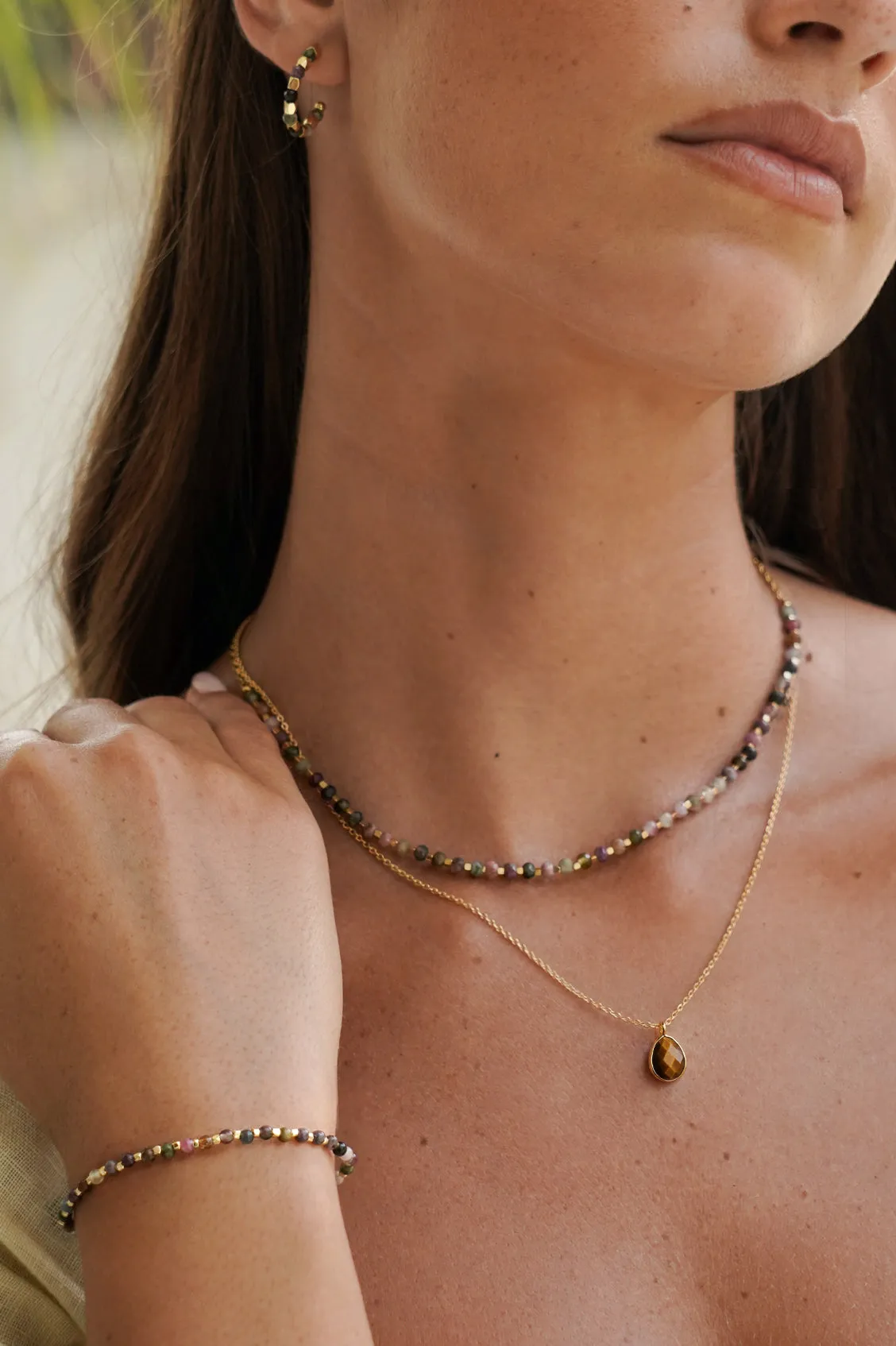 Wellness Faceted Tiger's Eye Teardrop Necklace sold by Estella Bartlett product image thumbnail 2