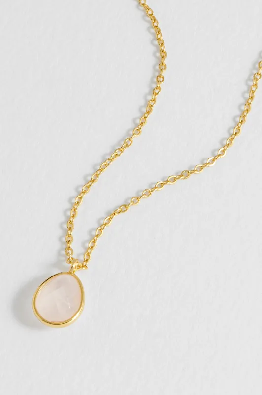 Wellness Faceted Rose Quartz Teardrop Gemstone Necklace made by Estella Bartlett