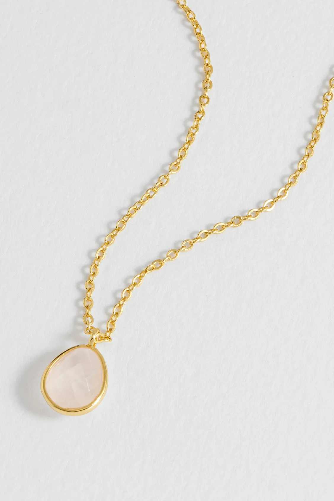Wellness Faceted Rose Quartz Teardrop Gemstone Necklace sold by Estella Bartlett