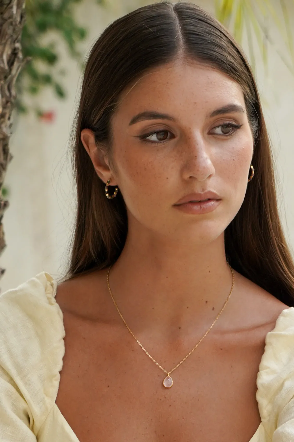 Wellness Faceted Rose Quartz Teardrop Gemstone Necklace sold by Estella Bartlett product image thumbnail 2