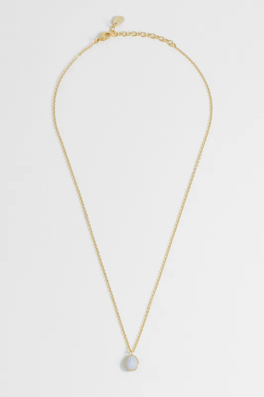 Wellness Faceted Blue Lace Agate Teardrop Necklace made by Estella Bartlett