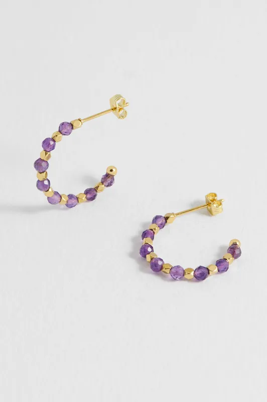 Wellness Amethyst Coco Beaded Hoops made by Estella Bartlett