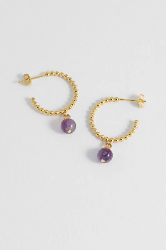 Wellness Amethyst Drop Hoops made by Estella Bartlett