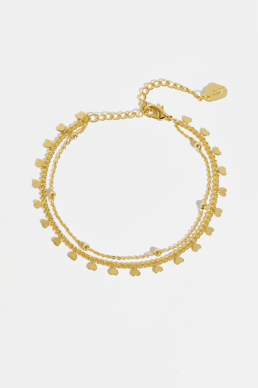 Heart and Bead Chain Double Bracelet made by Estella Bartlett