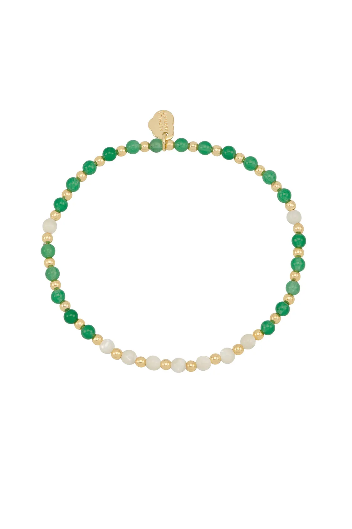 Wellness Green Quartz & White Mother-of-Pearl Stretch Sienna Bracelet sold by Estella Bartlett product image thumbnail 3