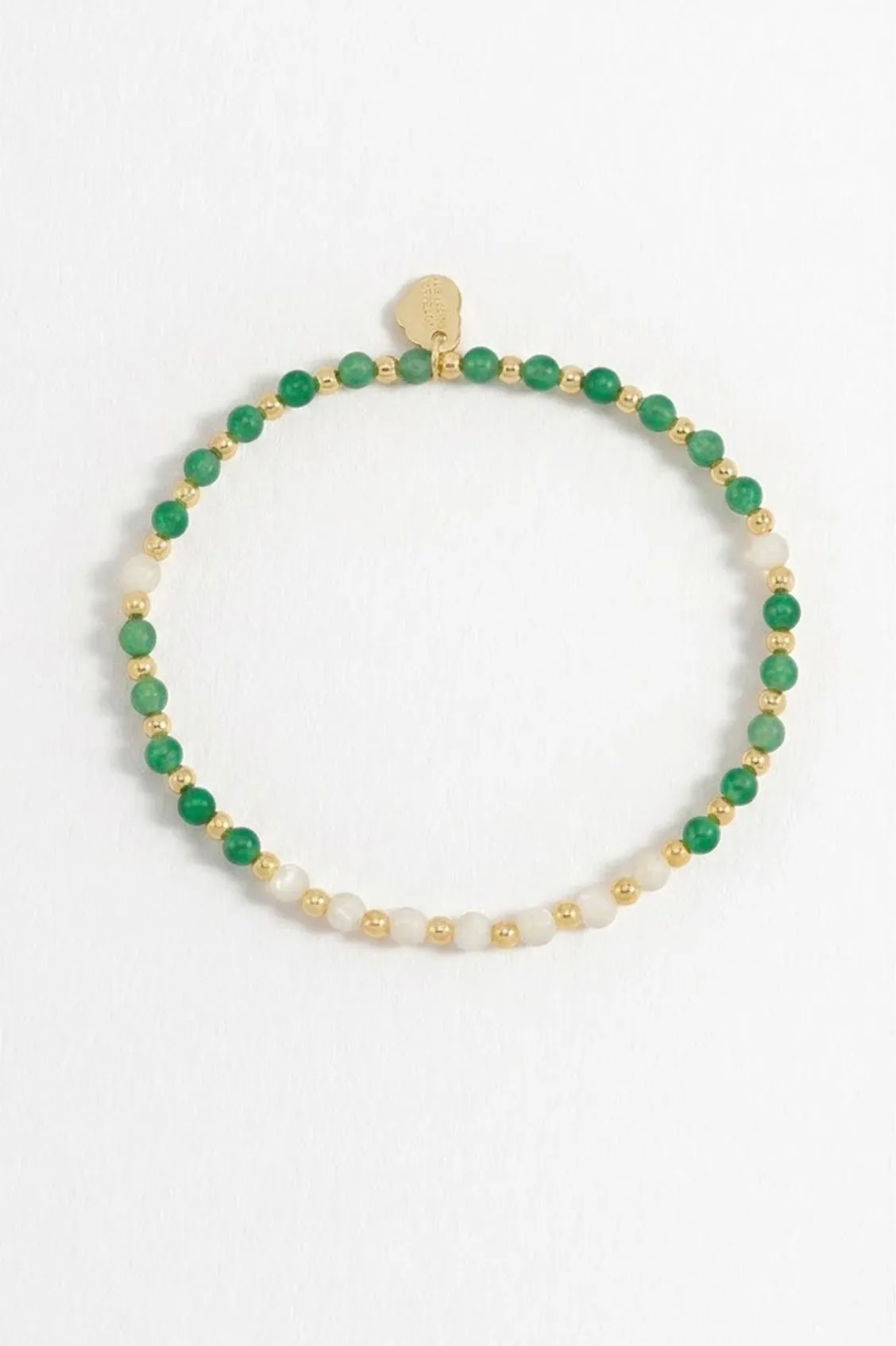 Wellness Green Quartz & White Mother-of-Pearl Stretch Sienna Bracelet sold by Estella Bartlett product image thumbnail 2