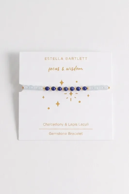 Wellness Chalcedony & Lapis Lazuli Stretch Sienna Bracelet made by Estella Bartlett