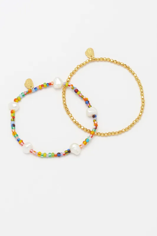 Rainbow Pearl Bracelet Set made by Estella Bartlett