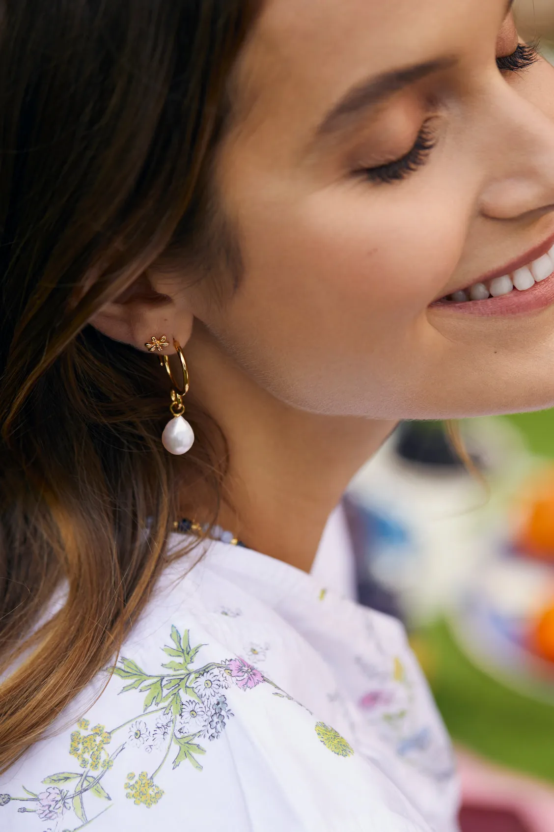 Twist Pearl Drop Hoops sold by Estella Bartlett product image thumbnail 2