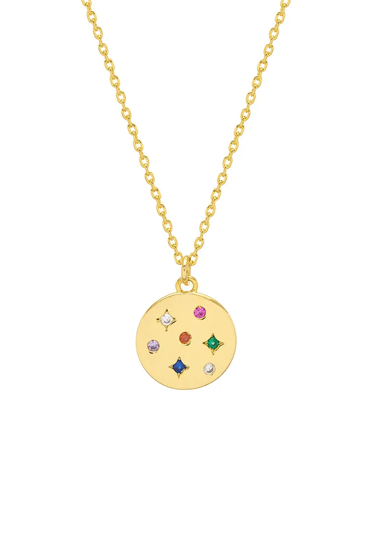 Rainbow CZ Coin Necklace sold by Estella Bartlett product image thumbnail 3