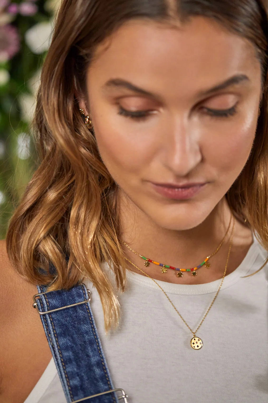 Rainbow CZ Coin Necklace sold by Estella Bartlett product image thumbnail 5