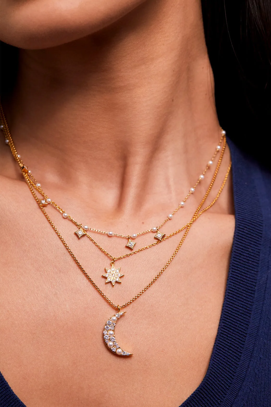 Pearl CZ Moon Pendant sold by Estella Bartlett product image thumbnail 2