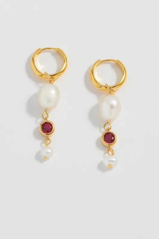 Pearl CZ Drop Hoop Earrings made by Estella Bartlett