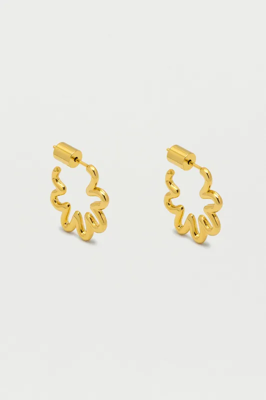 Mini Squiggle Flower Hoops made by Estella Bartlett