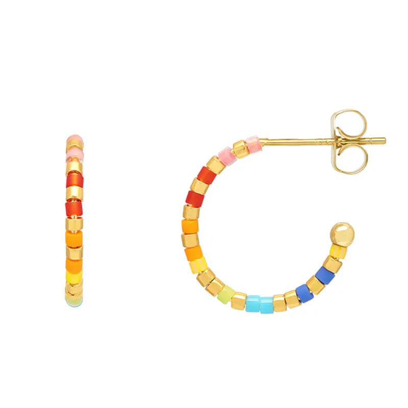 Rainbow Beaded Hoop Earrings sold by Estella Bartlett product image thumbnail 4