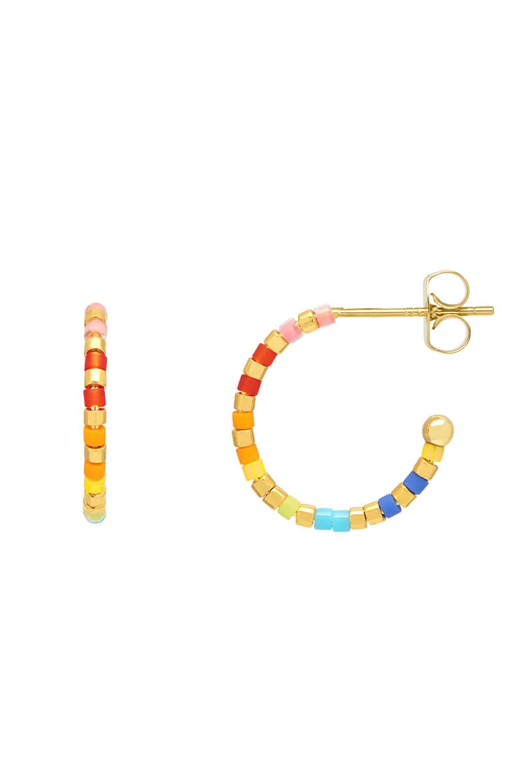 Rainbow Beaded Hoop Earrings sold by Estella Bartlett product image thumbnail 3