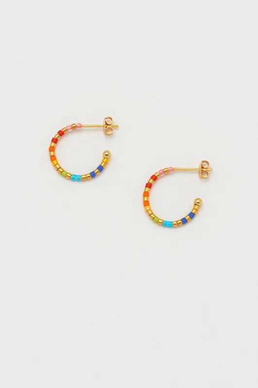 Rainbow Beaded Hoop Earrings made by Estella Bartlett
